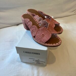 Carrie Forbes Blush Ayoub Heeled Mules size 39, Like New